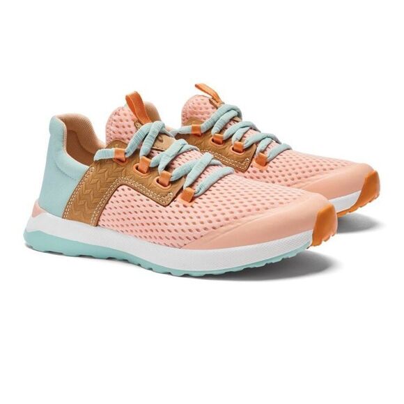 Olukai Sporty Wailuku Women’s Athletic Mesh Sneaker Orange Peach Swell Teal - Picture 12 of 13